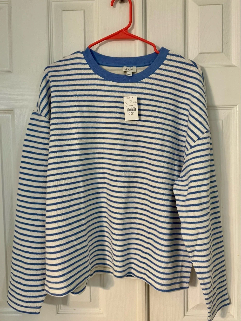 J Crew Jacquard striped crewneck sweatshirt with matching shorts